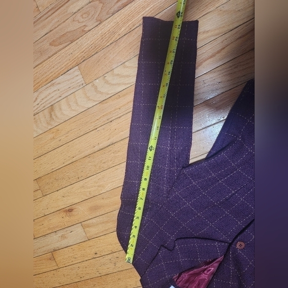 Gianni Petite Vintage Wool Blazer Jacket Plum Purple Windowpane Plaid Size 10P - Picture 5 of 14
